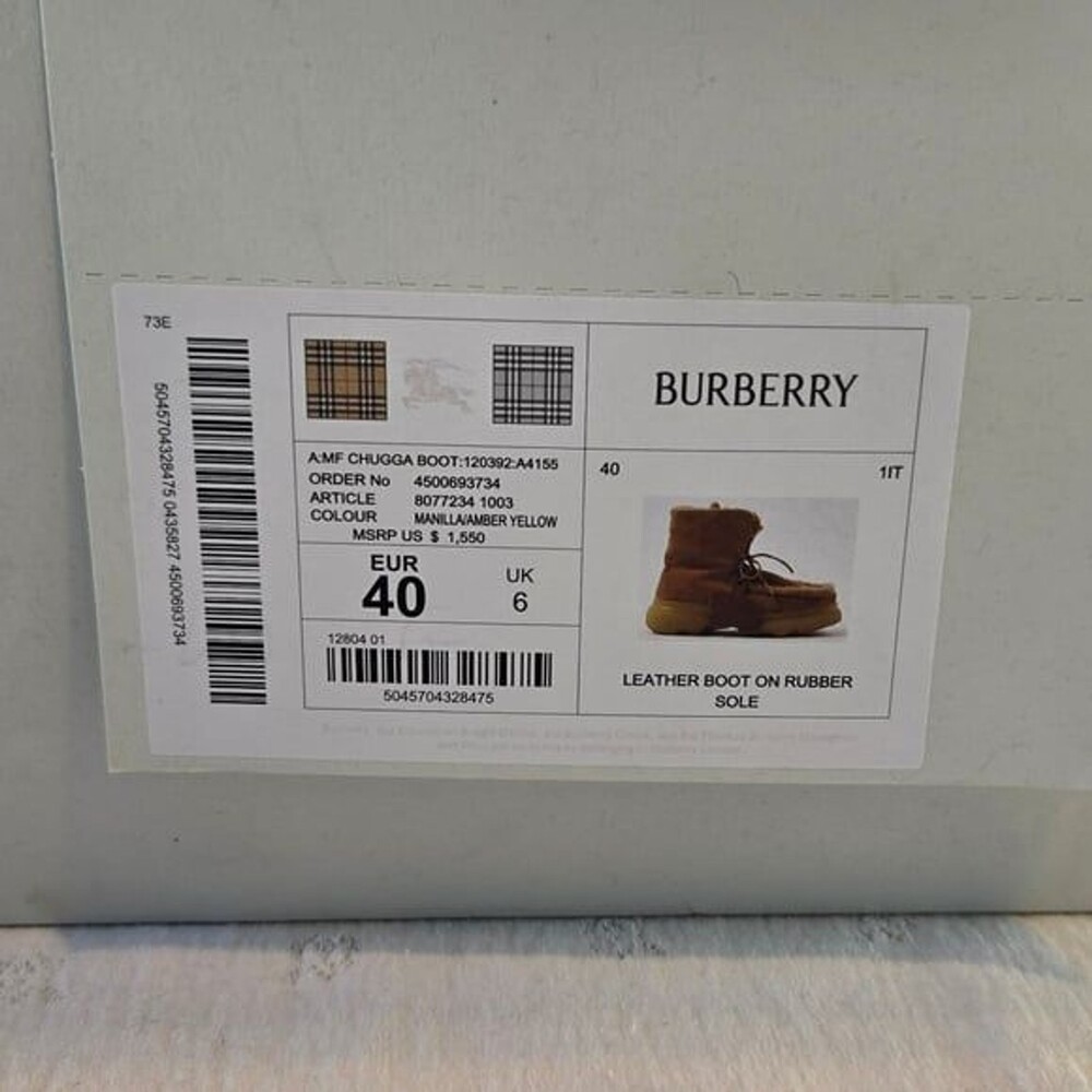 NIB Burberry Shearling-Trim Suede Creeper Boots Manilla/Amber Yellow Size 40 - Picture 6 of 8